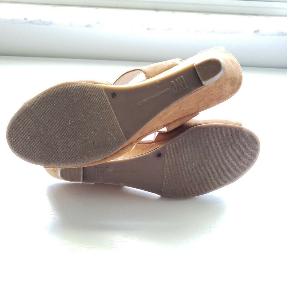 INC Tan Faux Suede Lace up Wedge Sandals - Picture 8 of 11